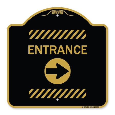 Signmission Flex Post Entrance W/ Right Arrowfor Flex Paddle Heavy-Gauge Alum, 18" L, 18" H, BG-1818-23959 A-DES-BG-1818-23959